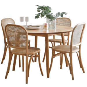 Alba Dining Set – Elegant Rattan & Wood Dining Ensemble
